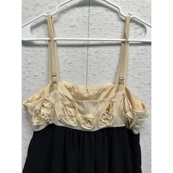 NWT Twenty One Women M Dress Black Cream Roses Lined Cocktail Whimsigoth Fairy‎ - Picture 8 of 12